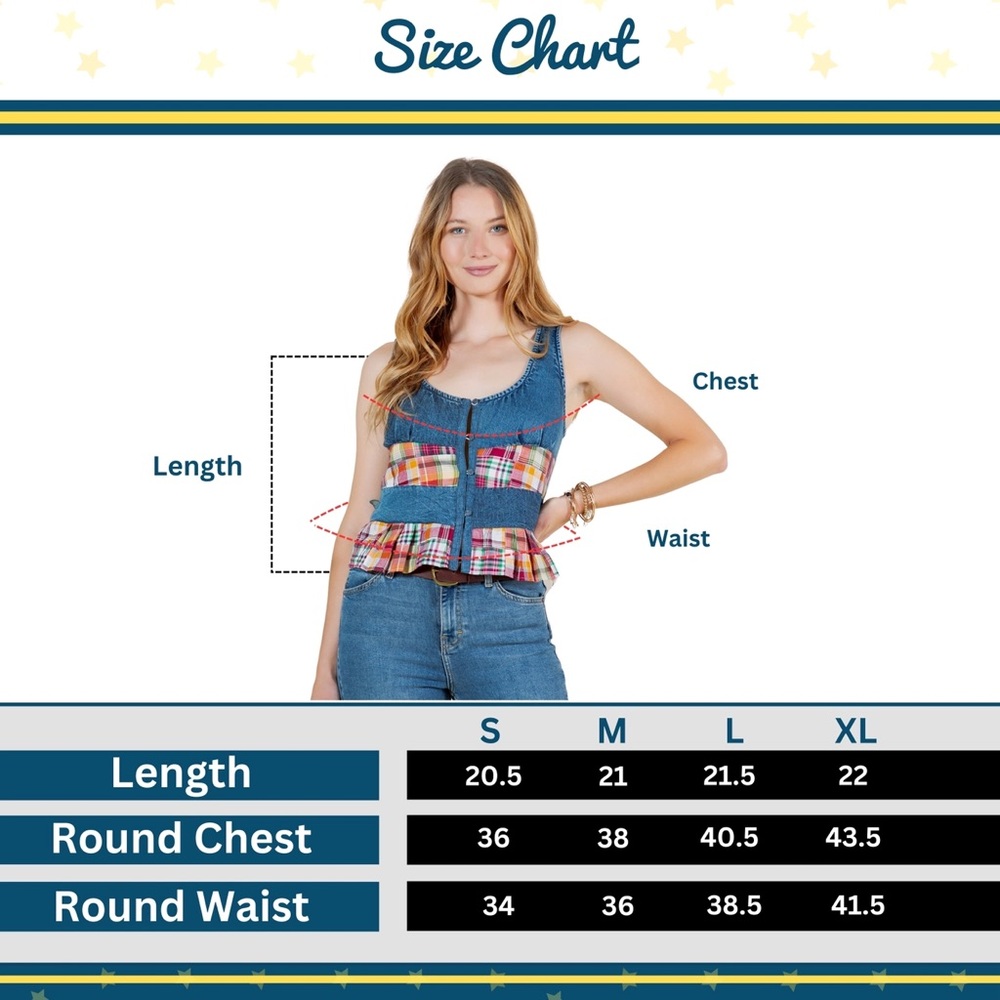 Young Threads Smocked Summer Tank with Denim Accents and Flair - Picture 7 of 8